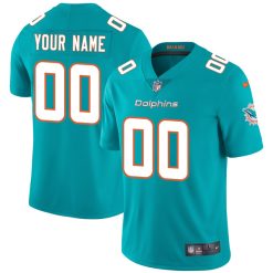 Alternative view of Custom Miami Dolphins Aqua Vapor Untouchable Limited Jersey - All Stitched
