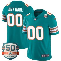 Custom Miami Dolphins Alternate Aqua Vapor Untouchable Limited Jersey - All Stitched
