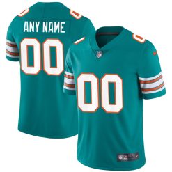 Alternative view of Custom Miami Dolphins Alternate Aqua Vapor Untouchable Limited Jersey - All Stitched