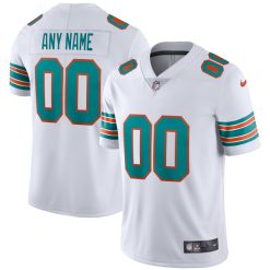 Alternative view of Custom Miami Dolphins Alternate White Vapor Untouchable Limited Jersey - All Stitched