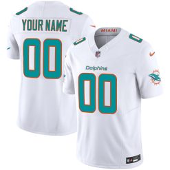 Alternative view of Custom Miami Dolphins White Vapor F.U.S.E Limited Jersey - All Stitched