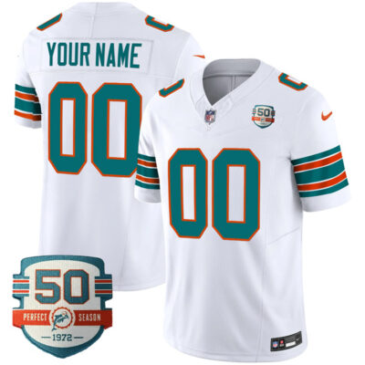 Custom Miami Dolphins Alternate White Vapor F.U.S.E Limited Jersey - All Stitched