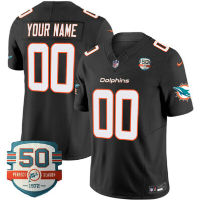 Custom Miami Dolphins Black Vapor F.U.S.E Limited Jersey - All Stitched