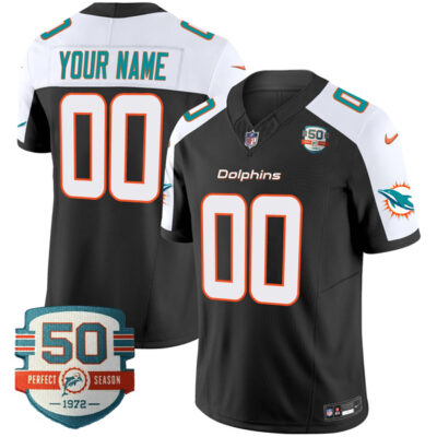Custom Miami Dolphins 1972 Perfect Season Alternate Black Vapor F.U.S.E Limited Jersey - All Stitched