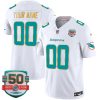 Custom Miami Dolphins White "Gold Trim" Vapor F.U.S.E Limited Jersey - All Stitched
