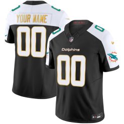 Alternative view of Custom Miami Dolphins Alternate Black "Gold Trim" Vapor F.U.S.E Limited Jersey - All Stitched