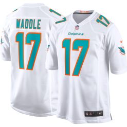 Alternative view of Jaylen Waddle Miami Dolphins White Game Jersey - All Stitched