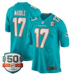 Jaylen Waddle Miami Dolphins Aqua Game Jersey - All Stitched