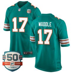 Jaylen Waddle Miami Dolphins Alternate Aqua Game Jersey - All Stitched