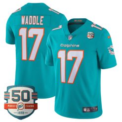 Jaylen Waddle Miami Dolphins Aqua Vapor Untouchable Limited Jersey - All Stitched