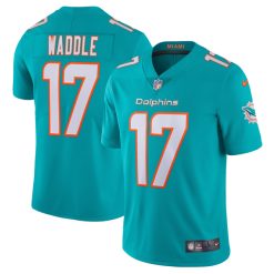 Alternative view of Jaylen Waddle Miami Dolphins Aqua Vapor Untouchable Limited Jersey - All Stitched