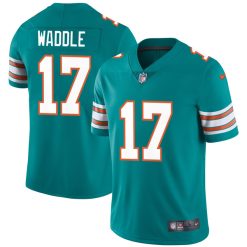 Alternative view of Jaylen Waddle Miami Dolphins Alternate Aqua Vapor Untouchable Limited Jersey - All Stitched