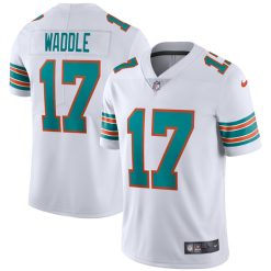 Alternative view of Jaylen Waddle Miami Dolphins Alternate White Vapor Untouchable Limited Jersey - All Stitched