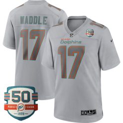 Jaylen Waddle Miami Dolphins Gray Atmosphere Fashion Game Jersey - All Stitched