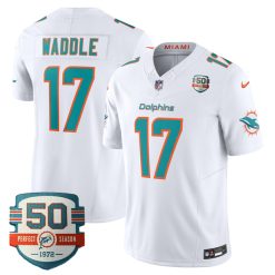 Jaylen Waddle Miami Dolphins White Vapor F.U.S.E Limited Jersey - All Stitched