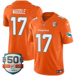 Jaylen Waddle Miami Dolphins Orange Vapor F.U.S.E Limited Jersey - All Stitched