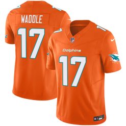 Alternative view of Jaylen Waddle Miami Dolphins Orange Vapor F.U.S.E Limited Jersey - All Stitched