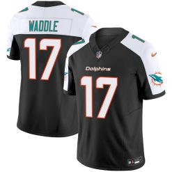 Alternative view of Jaylen Waddle Miami Dolphins Alternate Black Vapor F.U.S.E Limited Jersey - All Stitched