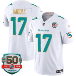 Jaylen Waddle Miami Dolphins White "Gold Trim" Vapor F.U.S.E Limited Jersey - All Stitched