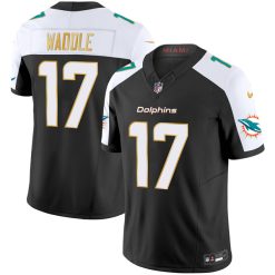Alternative view of Jaylen Waddle Miami Dolphins Alternate Black "Gold Trim" Vapor F.U.S.E Limited Jersey - All Stitched