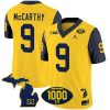 J.J. McCarthy Michigan Wolverines 1000 Wins Patch Stitched Vapor F.U.S.E Limited Jersey - Navy Sleeve