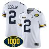 Blake Corum Michigan Wolverines 1000 Wins Patch Stitched Game Jersey - White