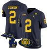 Blake Corum Michigan Wolverines 1000 Wins Patch Stitched Vapor F.U.S.E Limited Jersey - Navy