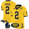 Blake Corum Michigan Wolverines 1000 Wins Patch Stitched Vapor F.U.S.E Limited Jersey - Maize