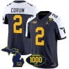 Blake Corum Michigan Wolverines 1000 Wins Patch Stitched Vapor F.U.S.E Limited Jersey - Alternate Navy