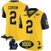 Blake Corum Michigan Wolverines 1000 Wins Patch Stitched Vapor F.U.S.E Limited Jersey - Navy Sleeve