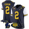 Blake Corum Michigan Wolverines 1000 Wins Patch Stitched Vapor F.U.S.E Limited Jersey - White Sleeve