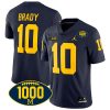 Tom Brady Michigan Wolverines 1000 Wins Patch Stitched Game Jersey - Navy