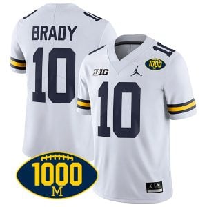 Tom Brady Michigan Wolverines 1000 Wins Patch Stitched Game Jersey - White