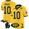 Tom Brady Michigan Wolverines 1000 Wins Patch Stitched Vapor F.U.S.E Limited Jersey - Yellow
