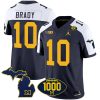 Tom Brady Michigan Wolverines 1000 Wins Patch Stitched Vapor F.U.S.E Limited Jersey - Alternate Navy