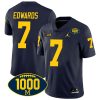Donovan Edwards Michigan Wolverines 1000 Wins Patch Stitched Game Jersey - Navy