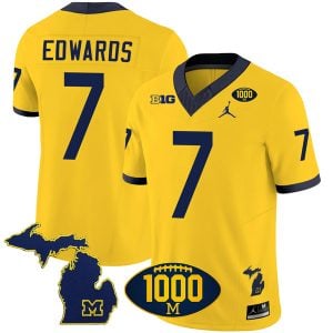 Donovan Edwards Michigan Wolverines 1000 Wins Patch Stitched Vapor F.U.S.E Limited Jersey - Yellow