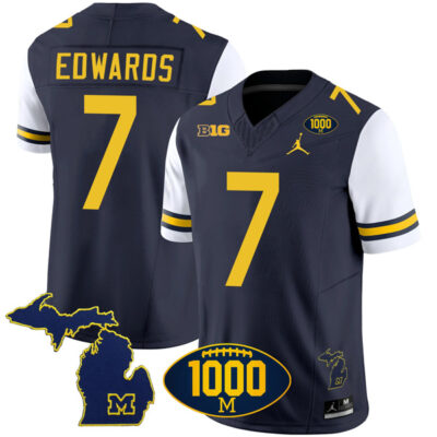 Donovan Edwards Michigan Wolverines 1000 Wins Patch Stitched Vapor F.U.S.E Limited Jersey - White Sleeve