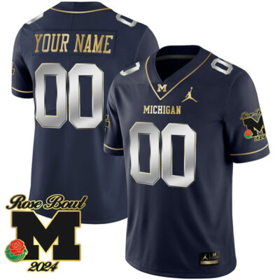 Michigan Wolverines 2024 Rose Bowl Champions Navy Limited Custom Jersey - All Stitched
