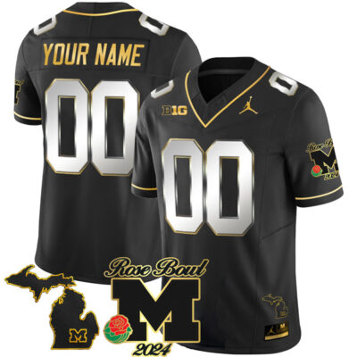 Michigan Wolverines 2024 Rose Bowl Champions Vapor F.U.S.E Limited Black Custom Jersey - All Stitched