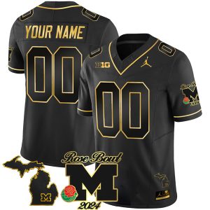 Michigan Wolverines 2024 Rose Bowl Champions Vapor F.U.S.E Limited Alternate Black Custom Jersey - All Stitched