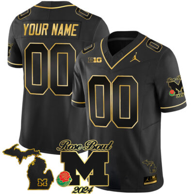 Michigan Wolverines 2024 Rose Bowl Champions Vapor F.U.S.E Limited Alternate Black Custom Jersey - All Stitched