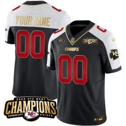 Kansas City Chiefs 2023 AFC Champions Alternate Black Custom Jersey - All Stitched