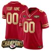 Kansas City Chiefs 2023 AFC Champions Limited Red Gold Custom Jersey - All Stitched