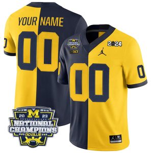 Michigan Wolverines 2023 College Football National Champions Split Game Jersey - All Stitched