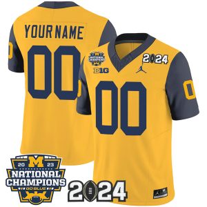 Michigan Wolverines 2023 National Champions Vapor F.U.S.E Limited Navy Sleeve Custom Jersey - All Stitched
