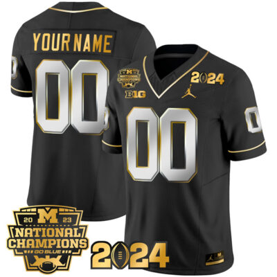 Michigan Wolverines 2023 National Champions Black Gold Limited Custom Jersey - All Stitched