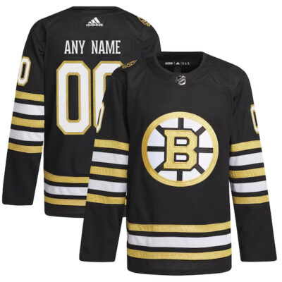 Boston Bruins Hockey 100th Anniversary Black Custom Jersey - All Stitched