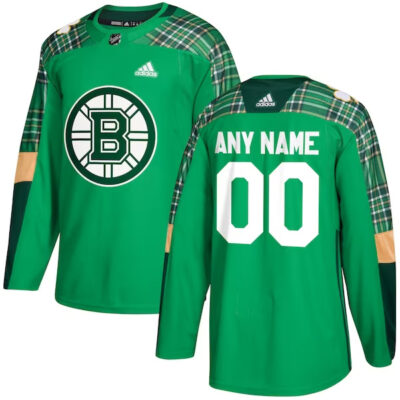 Boston Bruins Hockey St Patrick's Day Green Custom Jersey - All Stitched