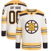 Custom Boston Bruins Hockey 100th Anniversary Cream Jersey - All Stitched